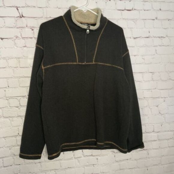 Kuhl Alfpaca Fleece Men's Medium M Fairy GreenGray 1/4 Zip Long Sleeve Sweater - Picture 4 of 8
